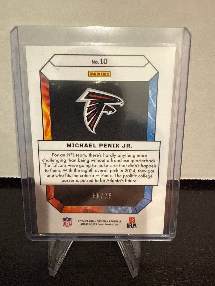 Michael Penix Jr. 2024 Panini Obsidian Fire & Ice Red Rookie, 66/75