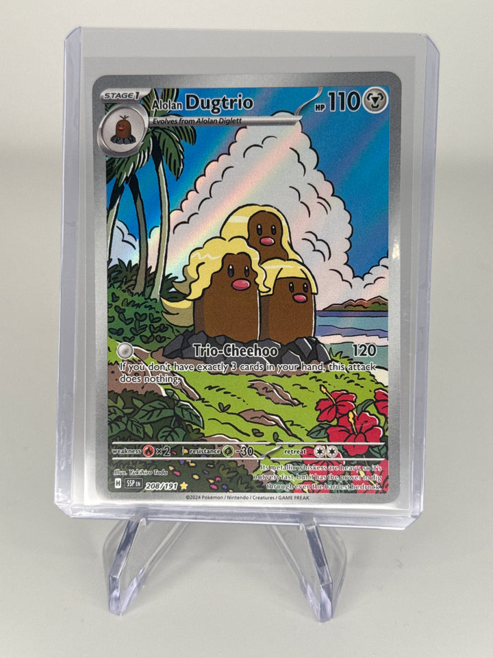 Pokemon TCG 2024 Alolan Dugtrio Surging Sparks Full Art Illustration Rare, 208/191