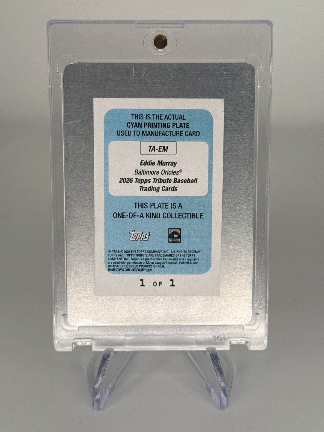 Eddie Murray 2026 Topps Tribute 1/1 Printing Plate Auto