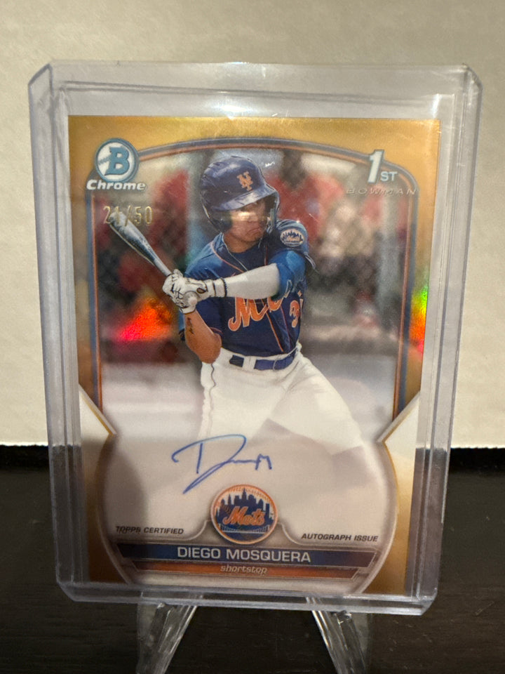 Diego Mosquera 2023 Bowman Chrome 1st Bowman Gold Refractor Auto, 21/50
