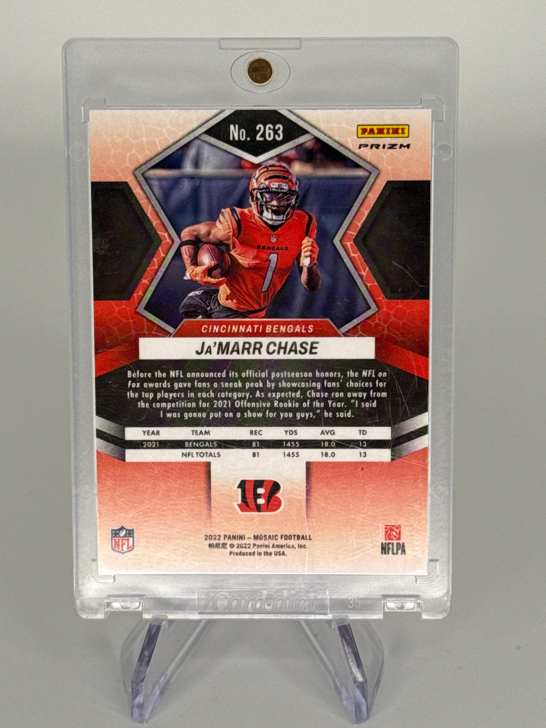 Ja'Marr Chase 2022 Panini Mosaic White Sparkle American Pride SSP