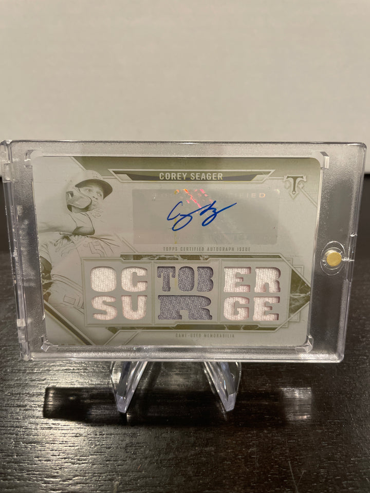 Corey Seager 2021 Topps Triple Threads White Whale Triple Patch Auto 1/1 Printing Plate