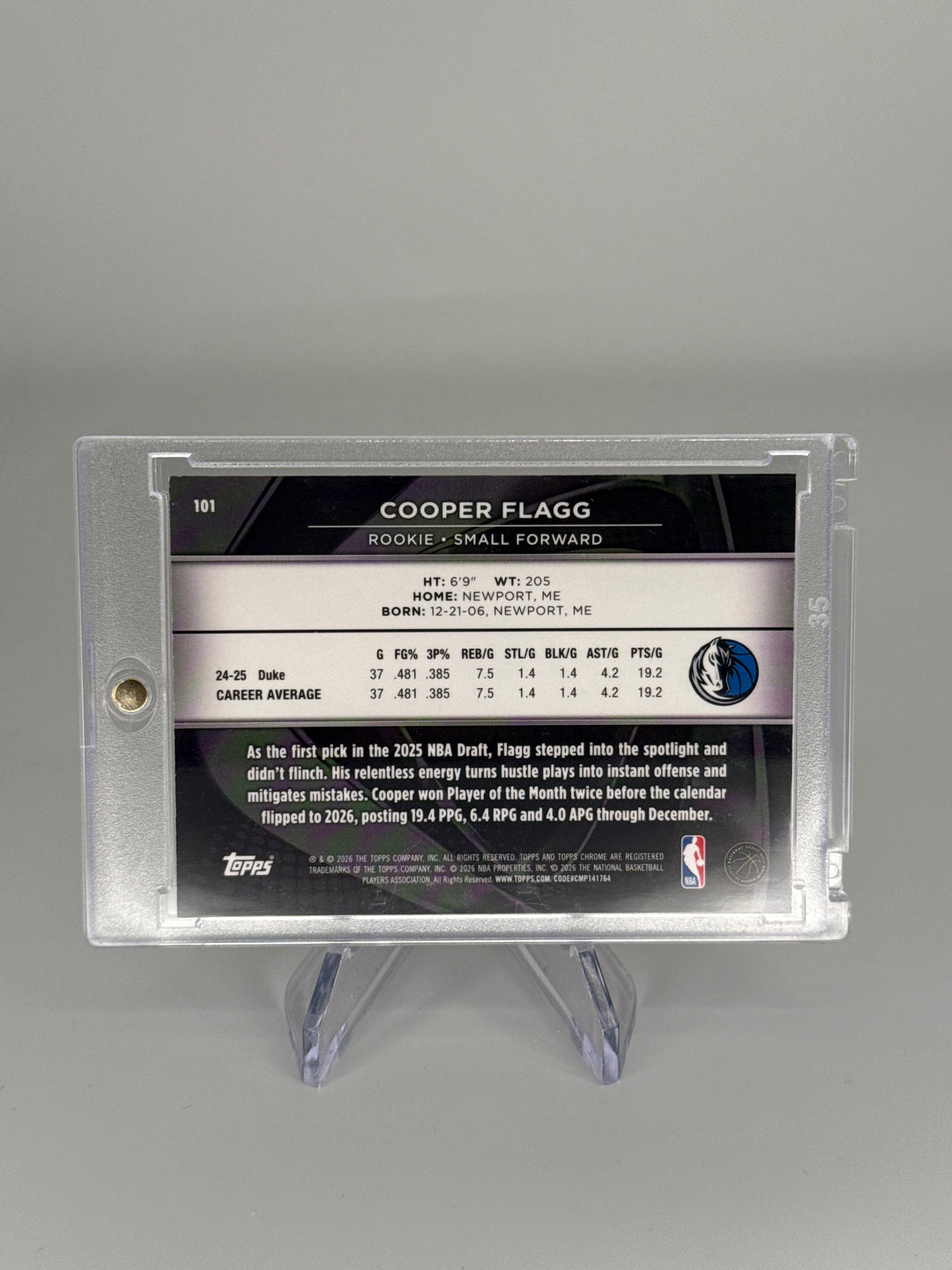 Cooper Flagg 2026 Topps Chrome Black Green Refractor Rookie, 03/99
