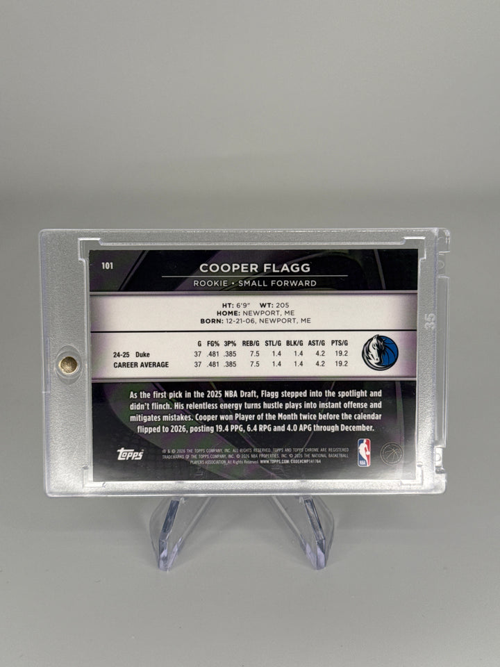 Cooper Flagg 2026 Topps Chrome Black Green Refractor Rookie, 03/99