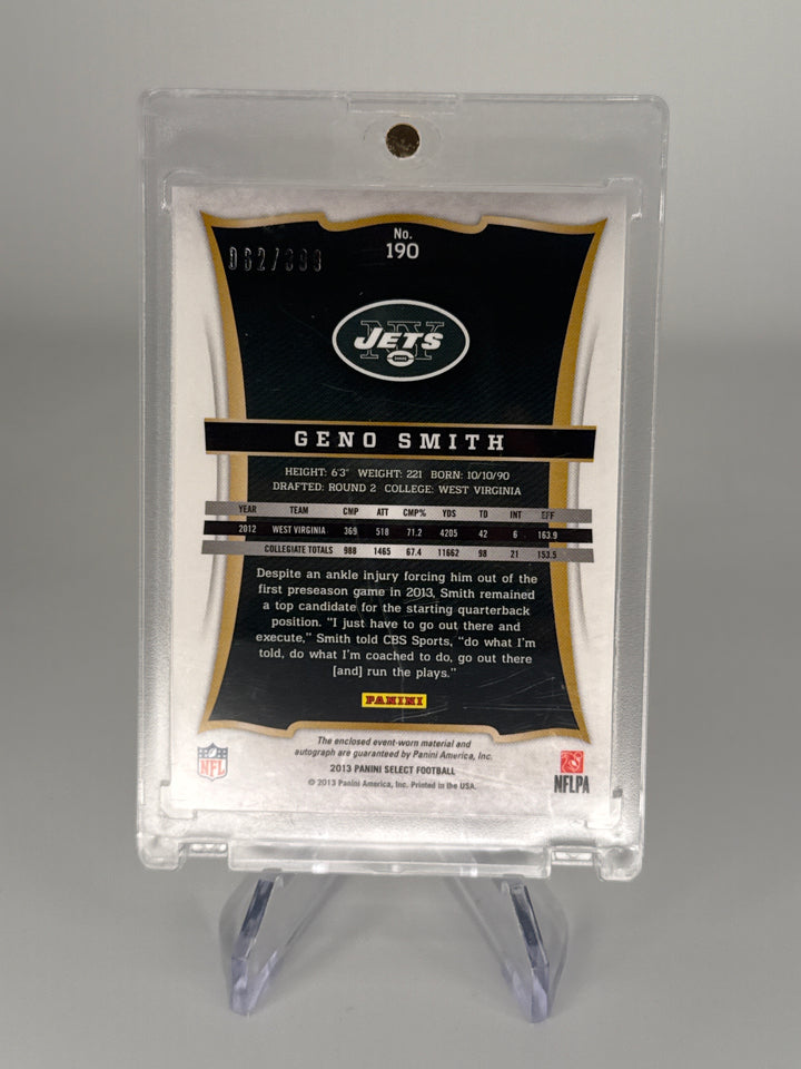 Geno Smith 2013 Panini Select Rookie Patch Auto, 062/399
