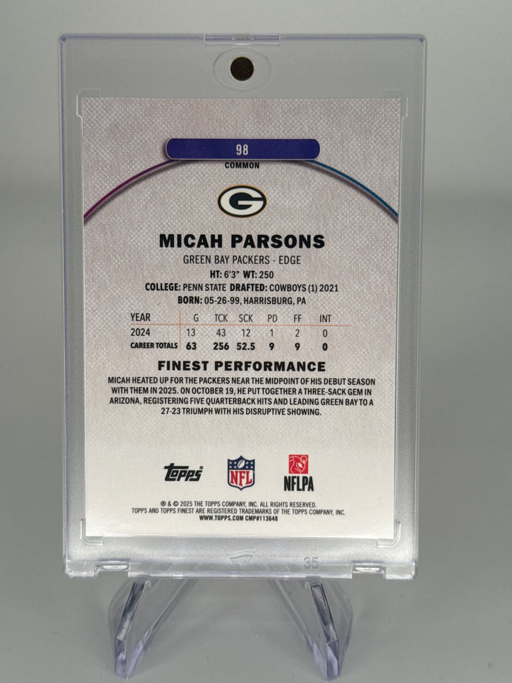 Micah Parsons 2025 Topps Finest Red Refractor, 06/10