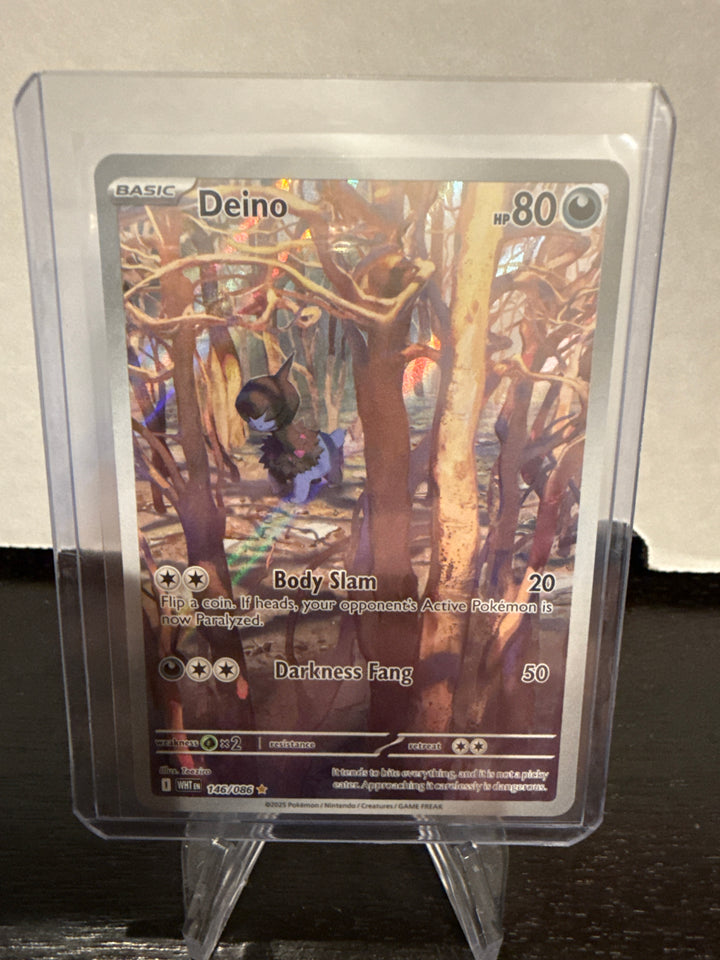 Pokemon TCG 2025 Deino White Flare Full Art Illustration Rare, 146/086