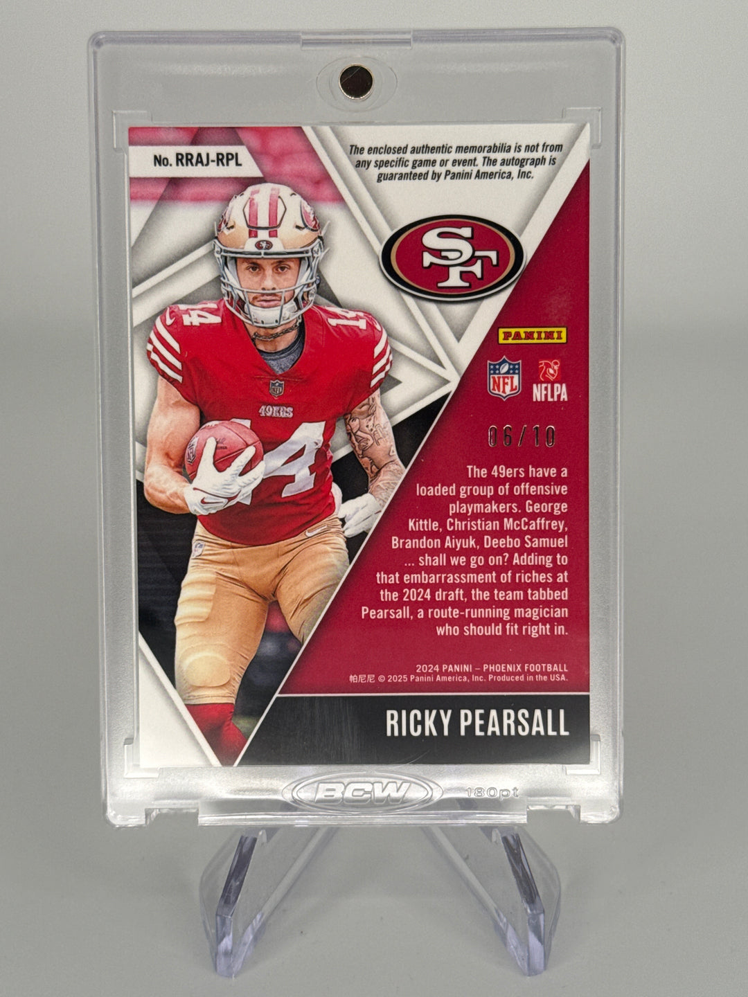 Ricky Pearsall 2024 Panini Phoenix Rising Rookie Patch Auto Gold, 06/10