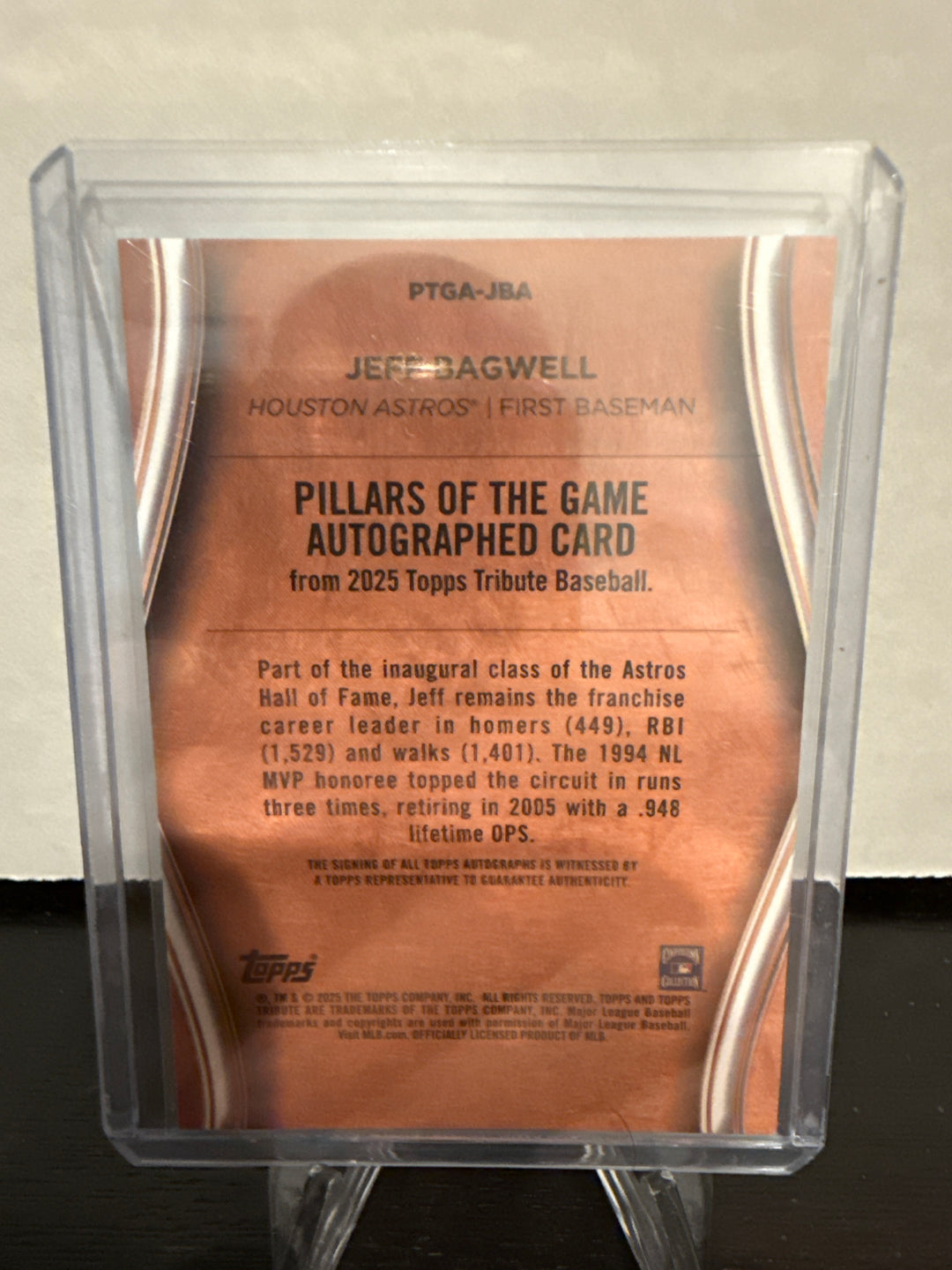 Jeff Bagwell 2025 Topps Tribute Pillars of the Game Auto, Green, 51/99