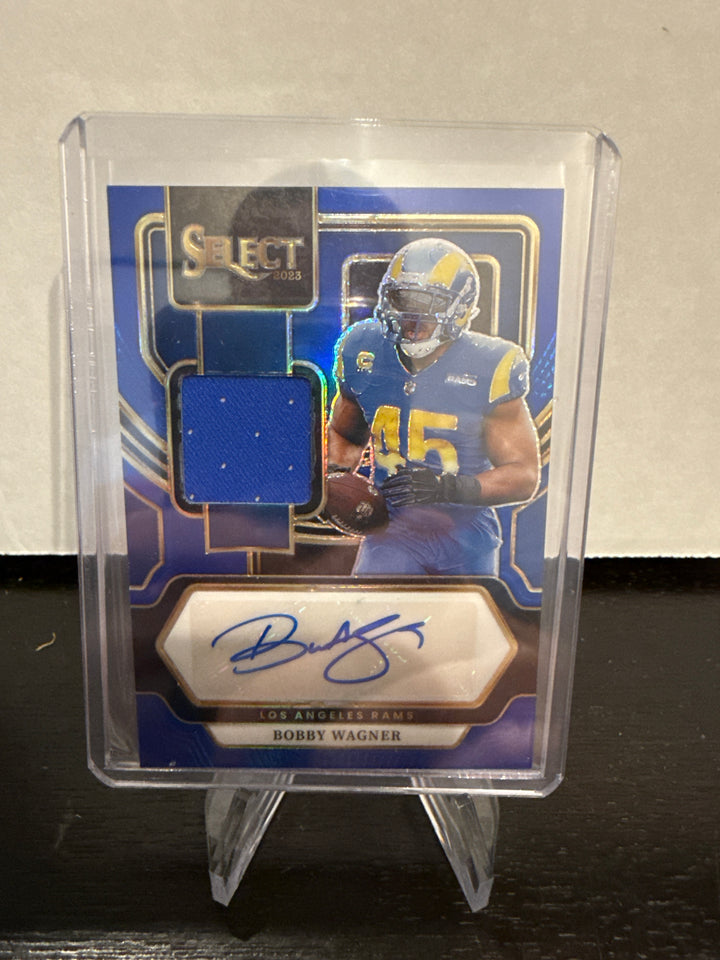 Bobby Wagner 2023 Panini Select Patch Auto Blue, 44/75