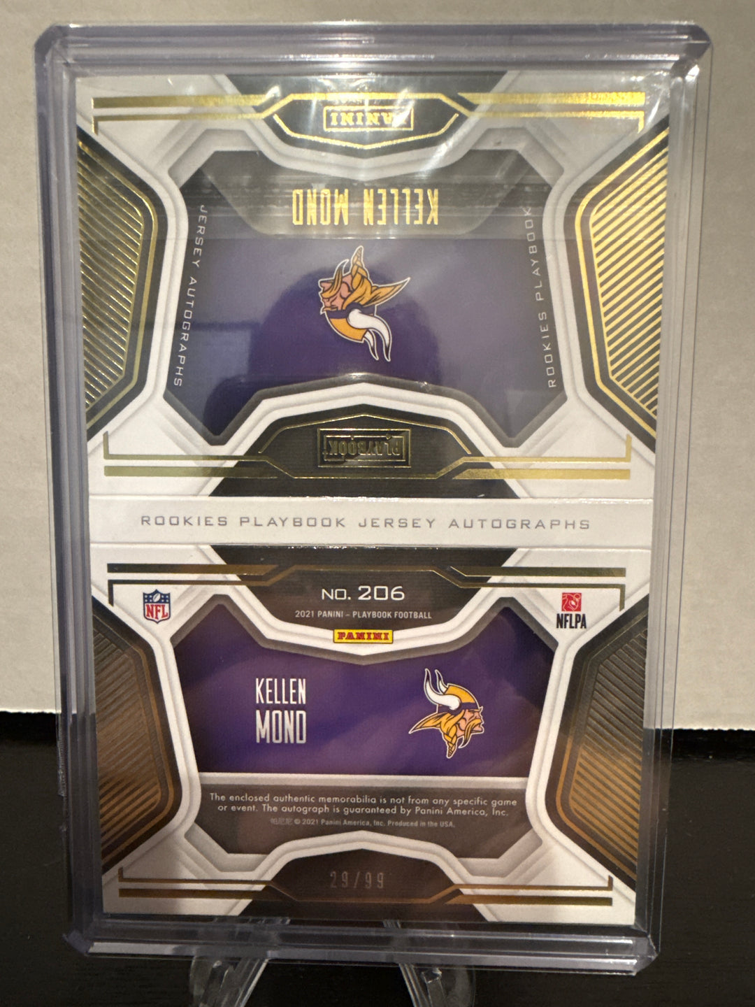 Kellen Mond 2021 Panini Playbook Rookie Patch Auto Booklet, 29/99