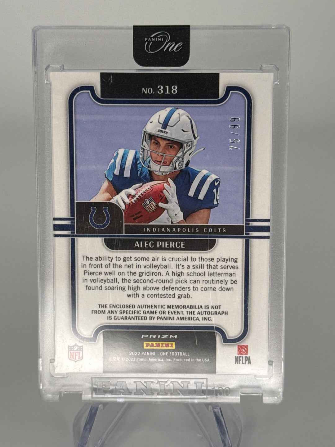 Alec Pierce 2022 Panini One Precision Rookie Patch Auto Silver, 75/99