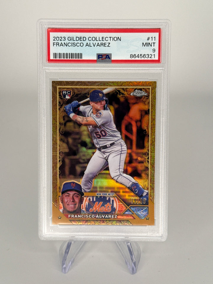 Francisco Alvarez 2023 Topps Gilded Collection Rookie, 77/99, PSA 9 Mint