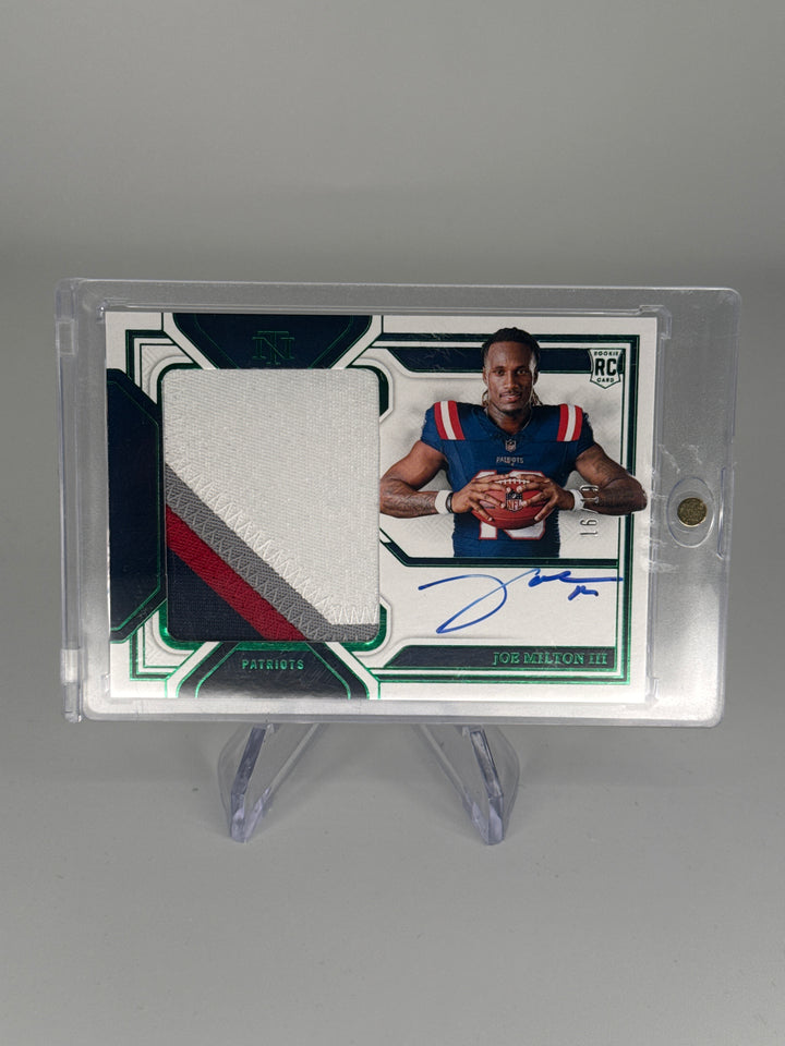 Joe Milton 2024 Panini National Treasures Rookie Patch Auto, 16/19