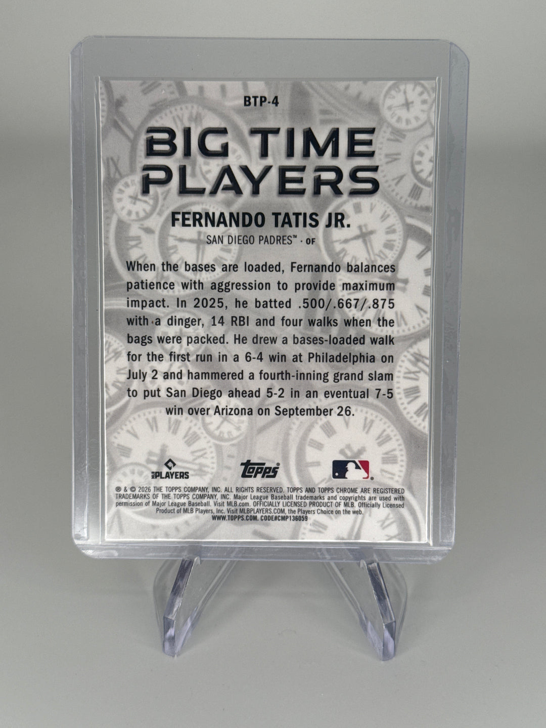 Fernando Tatis Jr 2026 Topps Series One Big Time Players Orange Foil, 19/25