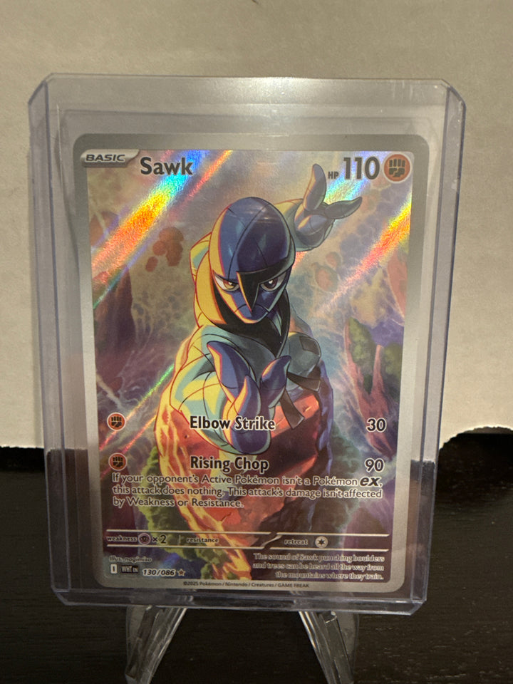 Pokemon TCG 2025 Sawk White Flare Full Art Illustration Rare, 130/086