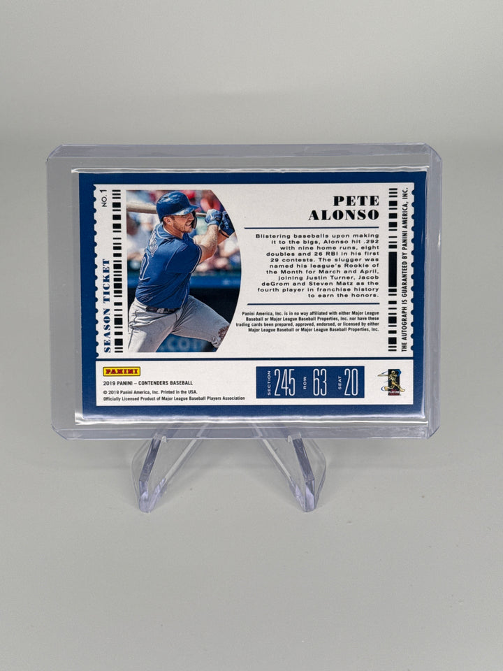 Pete Alonso 2019 Panini Chronicles Season Ticket Rookie Auto Gold, 77/99