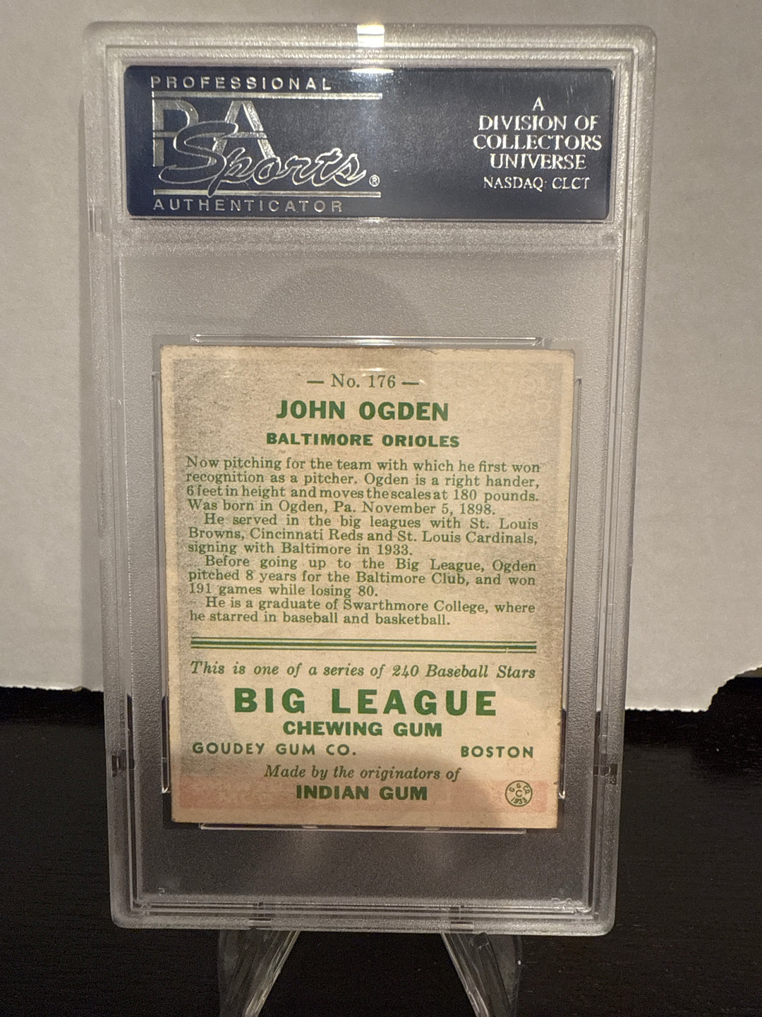 John Ogden 1933 Goudey, PSA 5