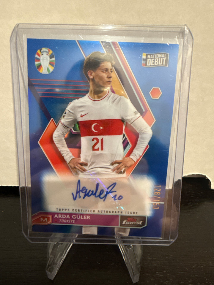Arda Guler 2023-2024 Topps Finest Road to Euro 2024 National Debut Auto Blue, 126/150