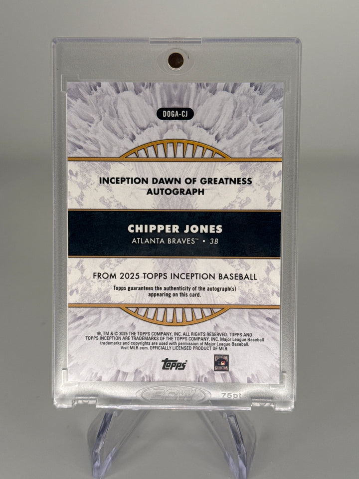 Chipper Jones 2025 Topps Inception Dawn of Greatness Auto Orange, 02/25