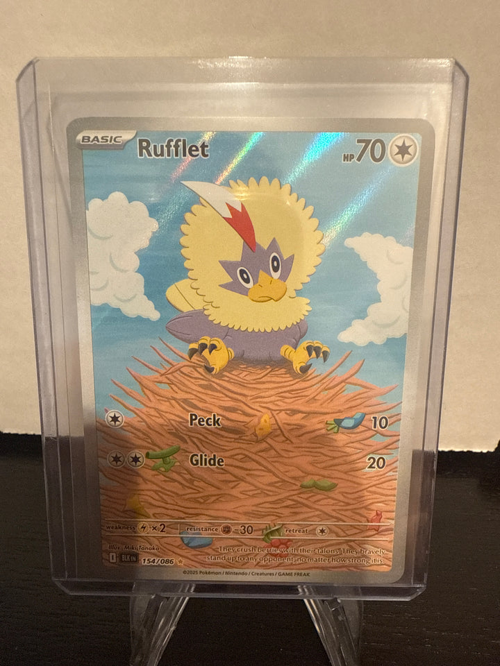 Pokemon TCG 2025 Rufflet White Flare Full Art Illustration Rare, 154/086