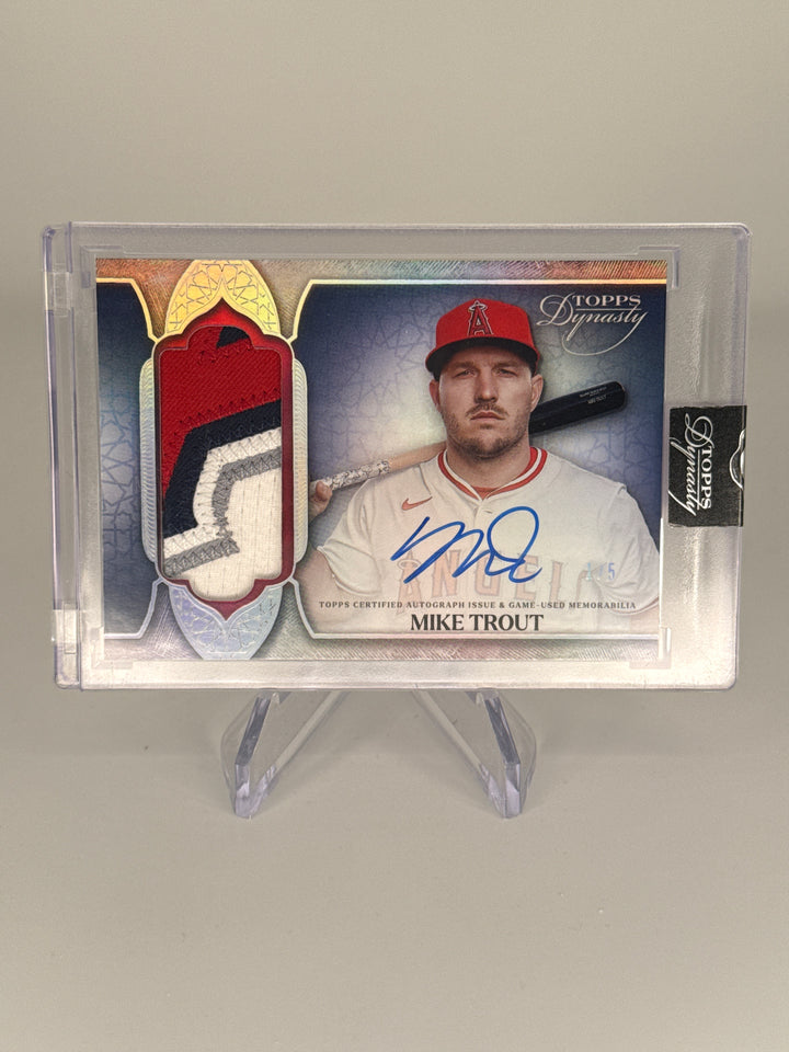Mike Trout 2025 Topps Dynasty Dynastic Deed Auto Relic, 1/5