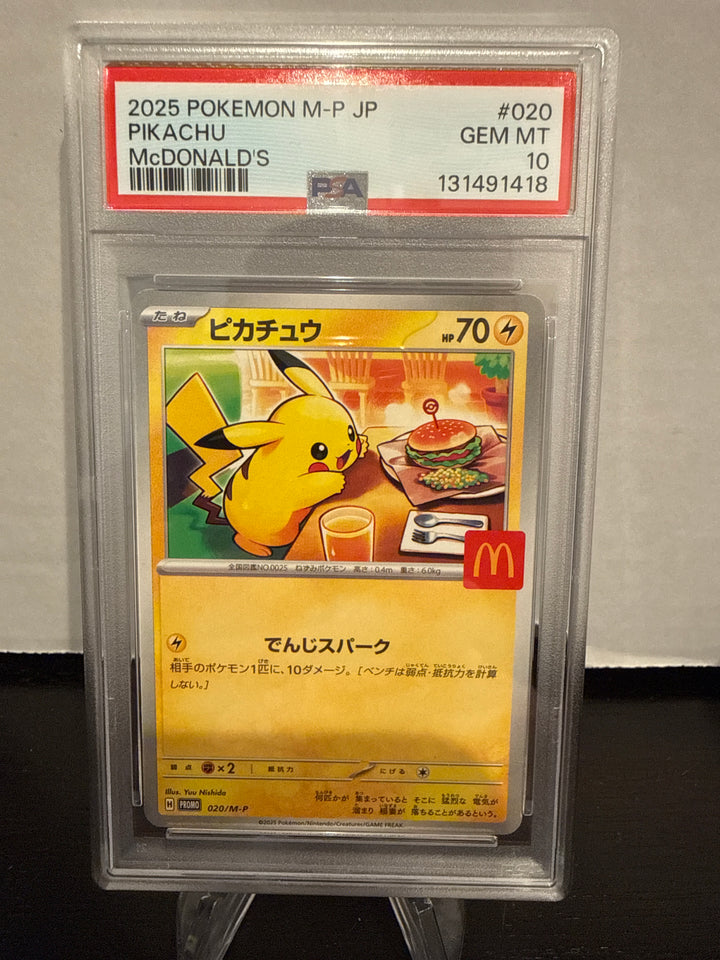 Pokemon TCG 2025 Japanese Pikachu Mcdonalds Promo, 020/MP, PSA 10 Gem Mint