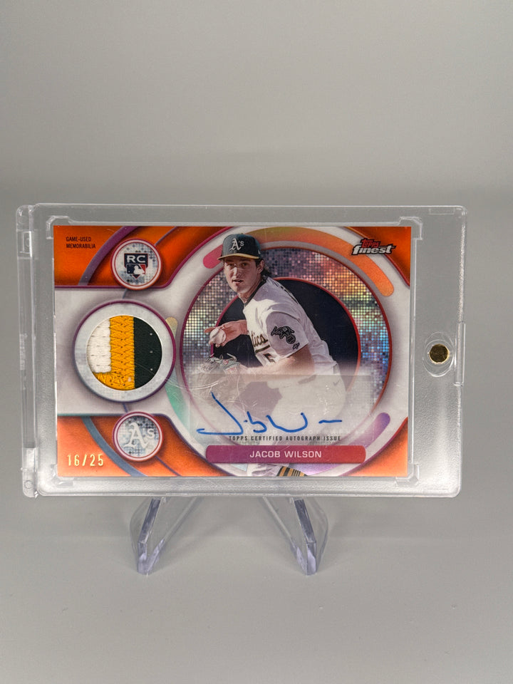 Jacob Wilson 2025 Topps Finest Rookie Patch Auto Orange Refractor, 16/25