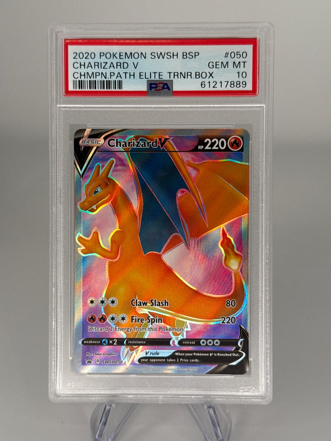 Pokémon TCG 2020 Charizard V Black Star Promo Champion Path Elite Trainer Box Holofoil, SWSH050, PSA 10 Gem Mint