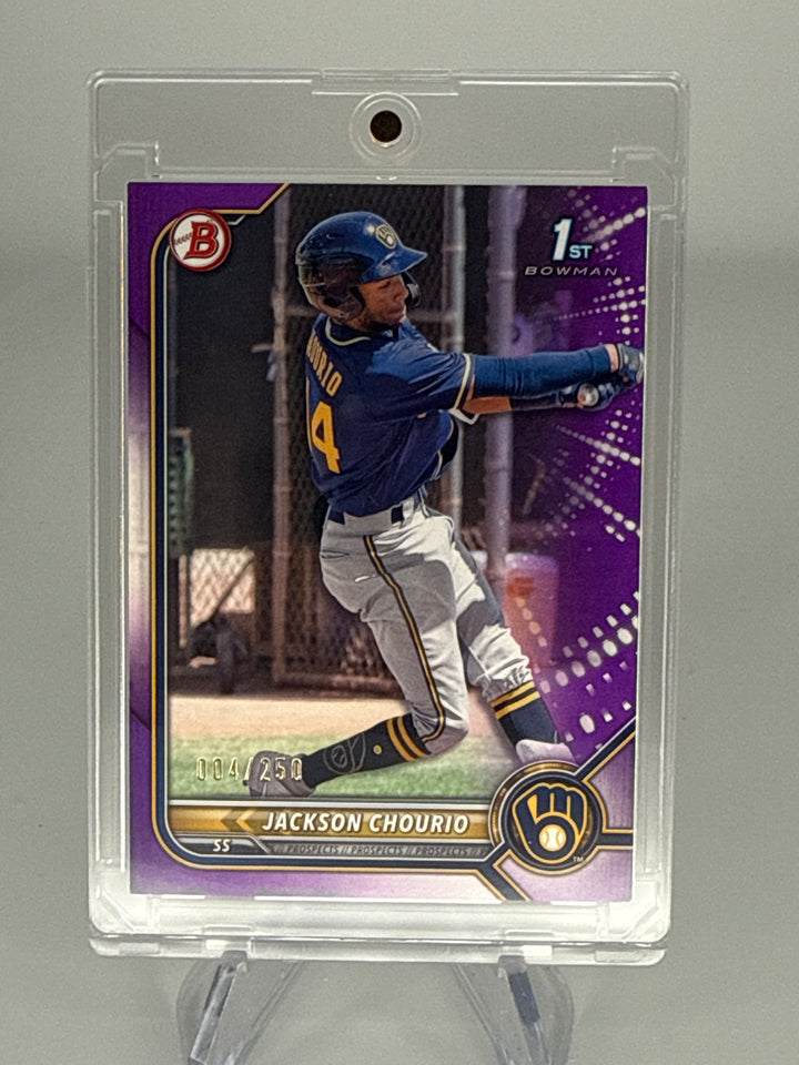 Jackson Chourio 2022 Bowman True Purple Paper 1st, 004/250