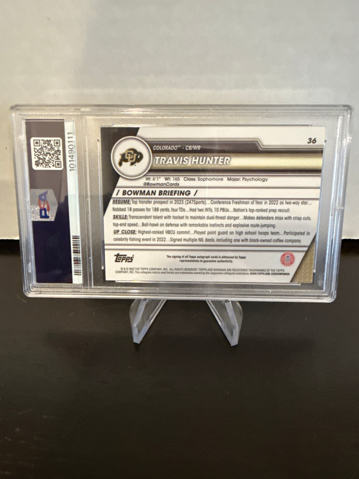 Travis Hunter 2023 Bowman University Chrome 1st Auto, PSA 10 Gem Mint