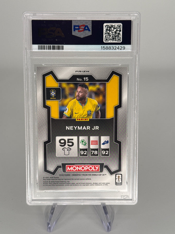 Neymar Jr. 2026 Panini Prizm Monopoly World Cup Gold Cracked Ice Prizm, PSA 10 Gem Mint