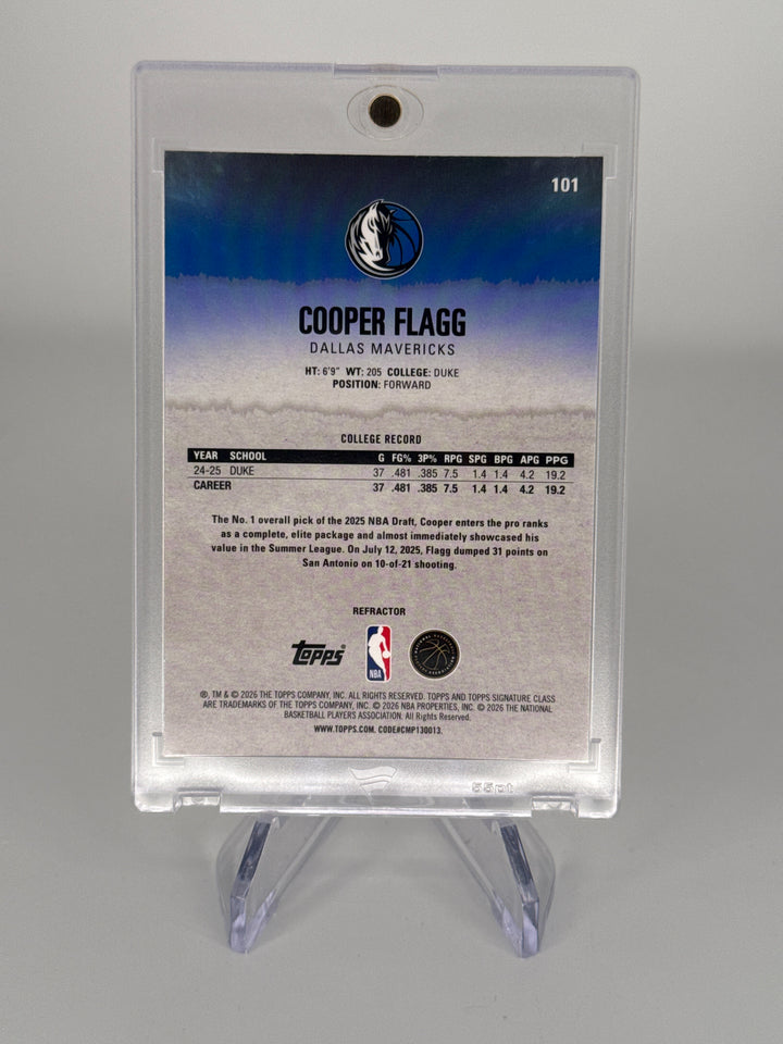 Cooper Flagg 2025 Topps Signature Class Chrome Rookie Refractor