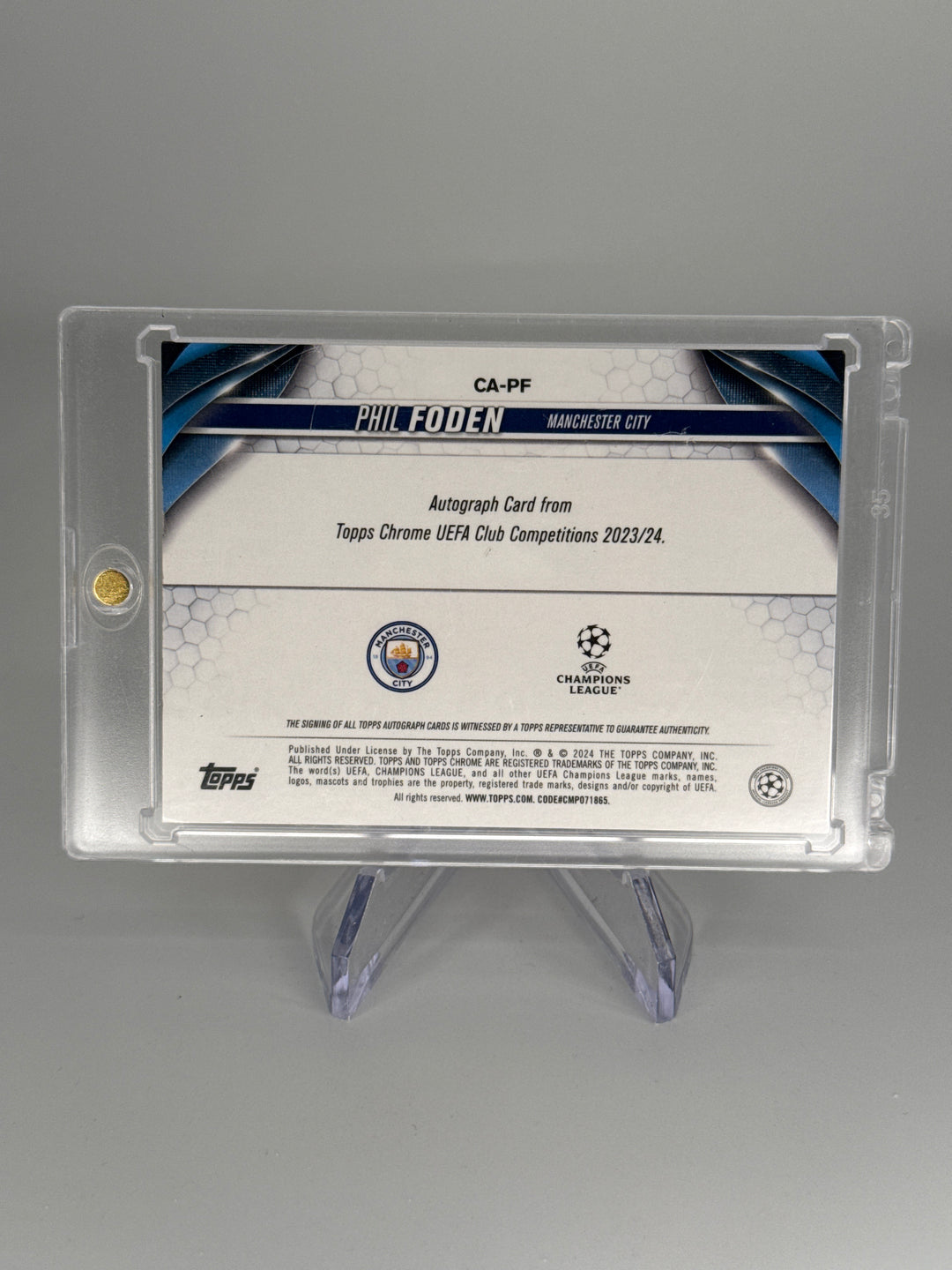 Phil Foden 2024 Topps Chrome Gold Refractor Auto, 19/50