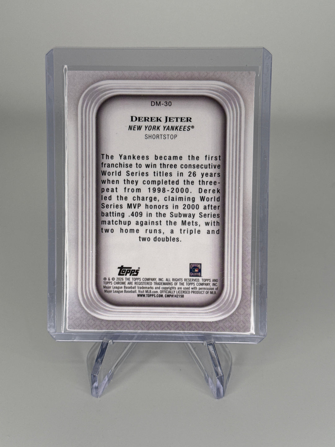 Derek Jeter 2026 Topps Chrome Diamond Moments Purple Refractor, 23/75