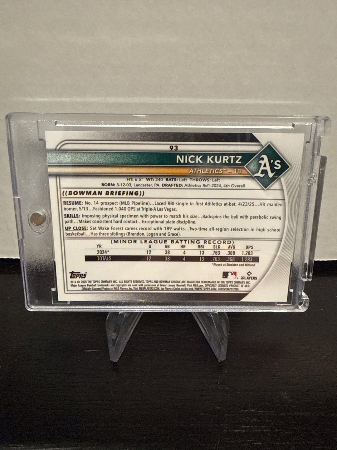 Nick Kurtz 2025 Bowman Chrome Gold Geometric Rookie, 05/50