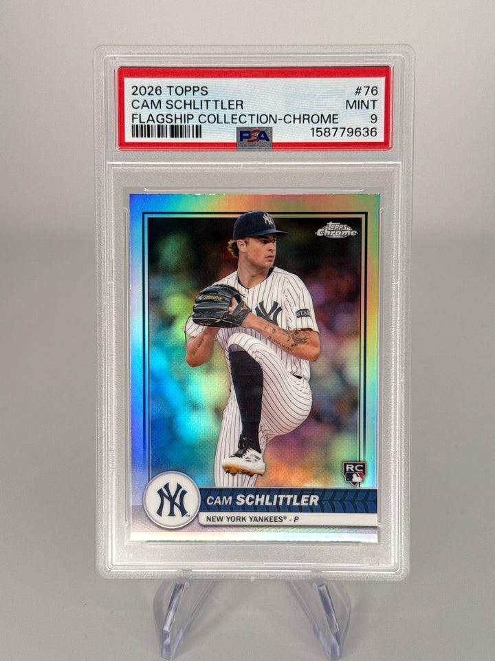 Cam Schlittler 2026 Topps Flagship Collection Chrome Rookie, PSA 9 Mint