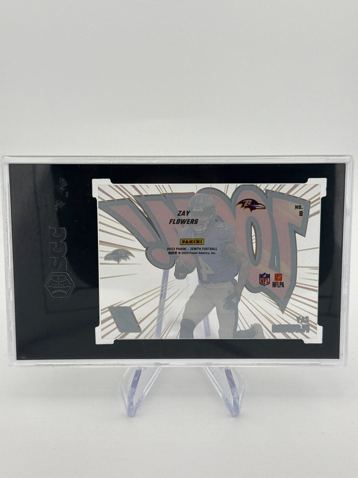 Zay Flowers 2023 Panini Zenith Zoom SSP Case Hit Rookie, SGC 10 Gem Mint