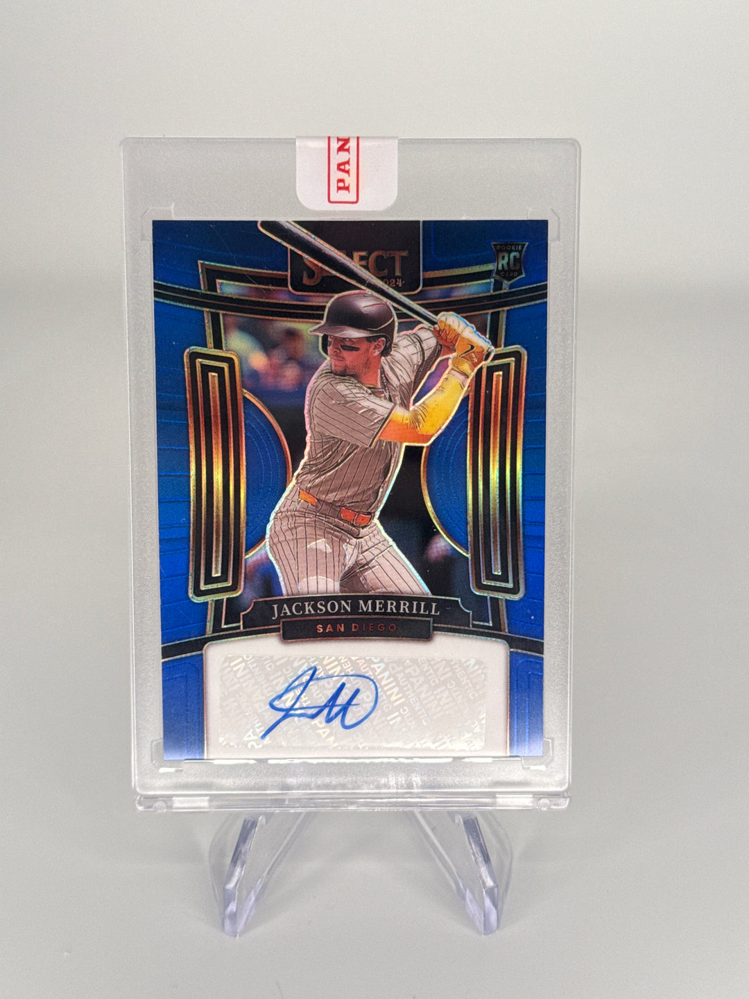 Jackson Merrill 2024 Panini Select Blue Prizm Rookie Auto, 08/49