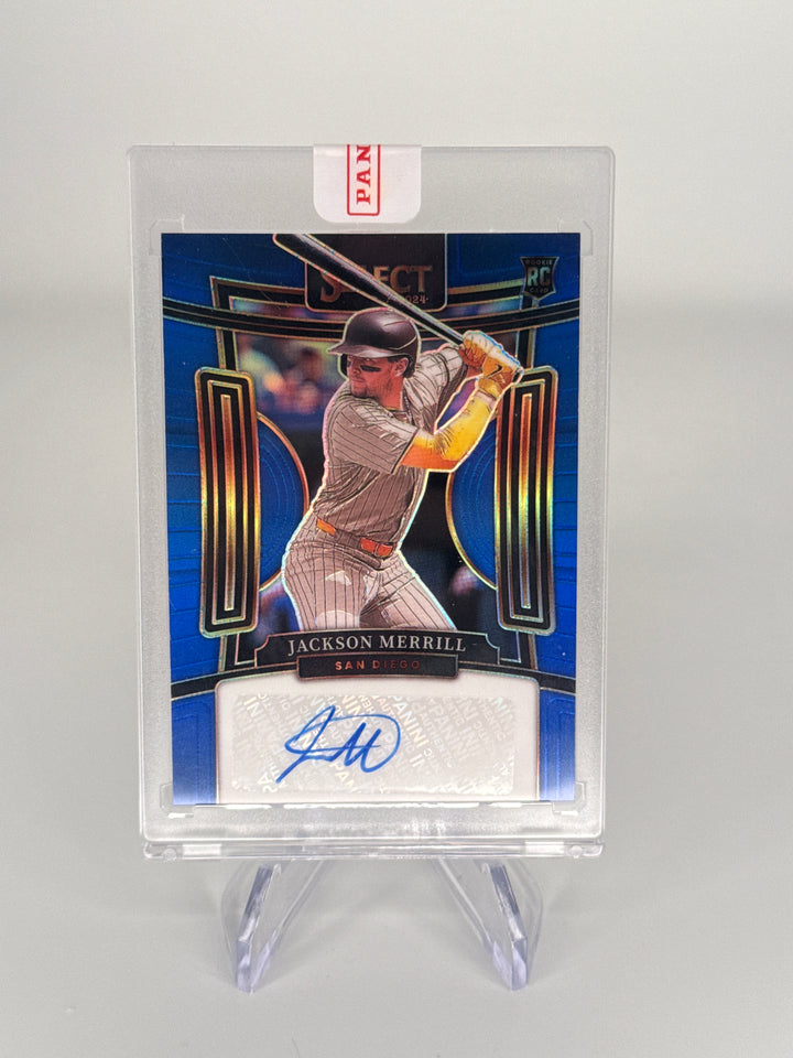 Jackson Merrill 2024 Panini Select Blue Prizm Rookie Auto, 08/49