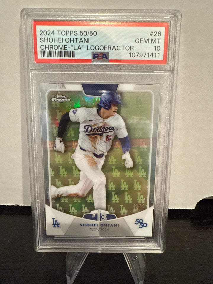 Shohei Ohtani 2024 Topps Chrome 50/50 "LA" Logofractor, 40/50, PSA 10 Gem Mint