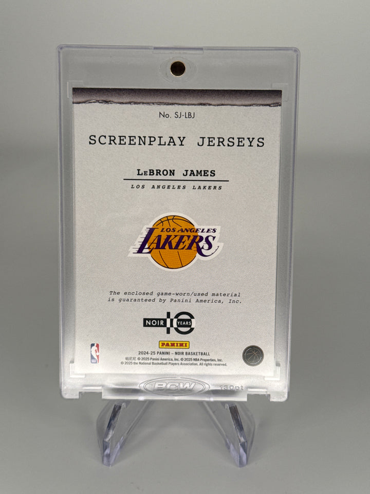 Lebron James 2025 Panini Noir Screenplay Jerseys Game Worn Relic, 16/99