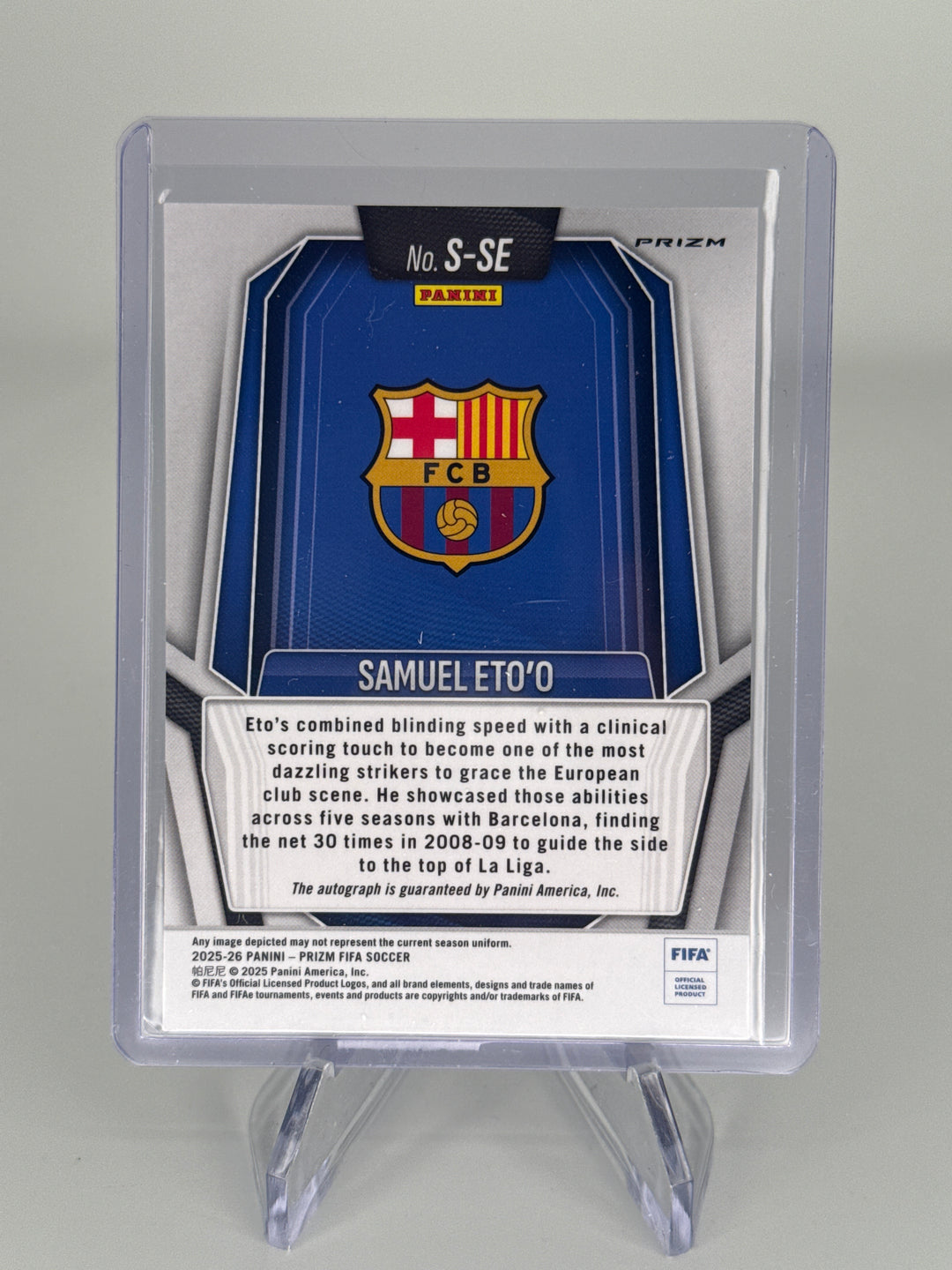 Samuel Eto'o 2026 Panini Prizm FIFA Choice Prizm Auto