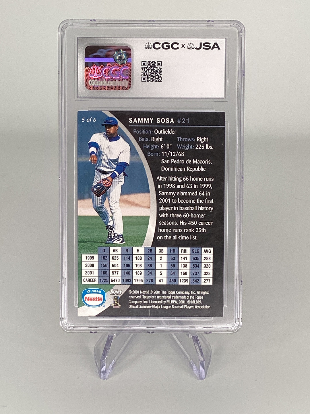 Sammy Sosa 2002 Topps, CGCxJSA Authentic Auto