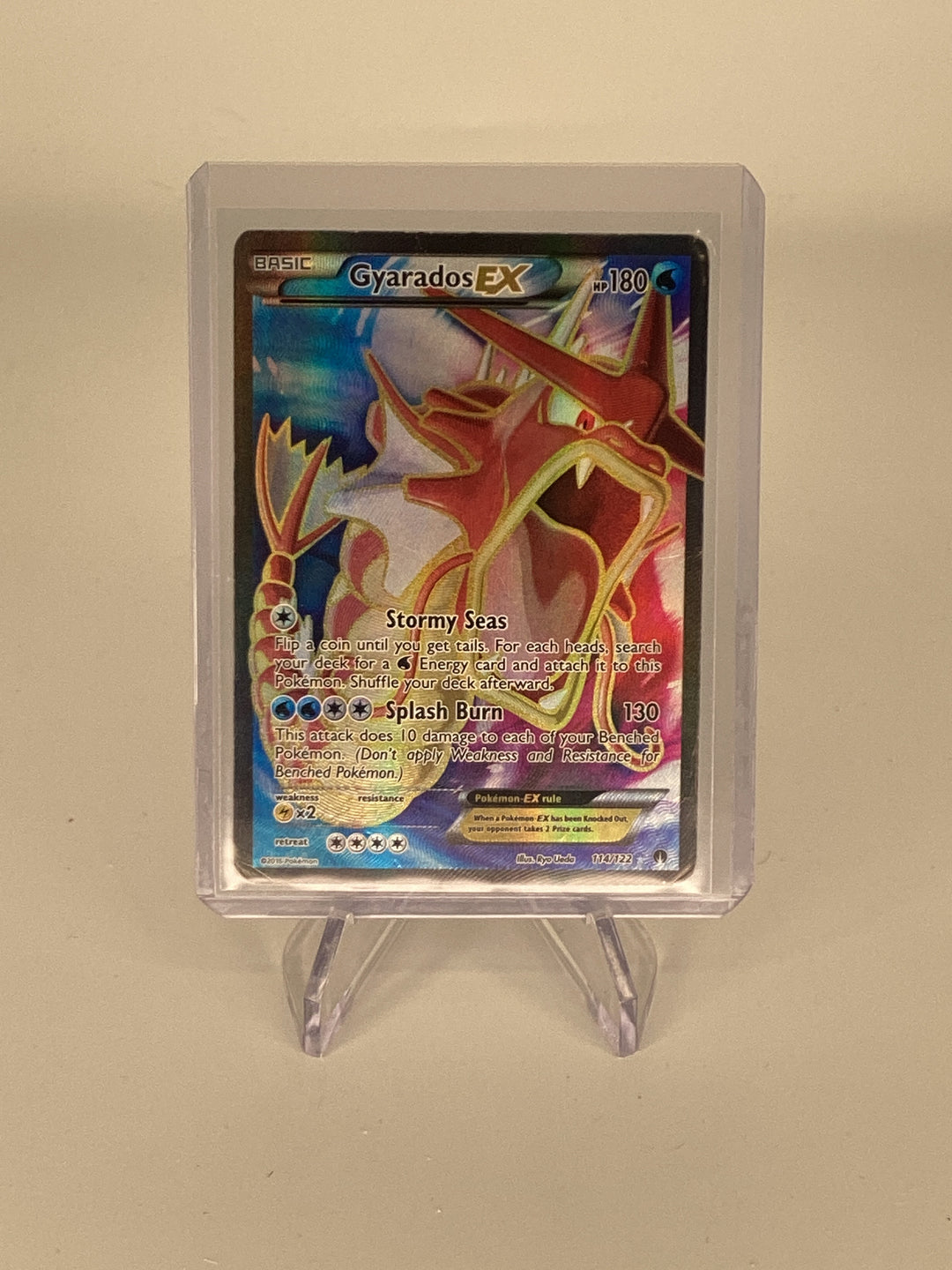 Pokemon TCG 2016 Gyarados EX Breakpoint Full Art Ultra Rare, 114/122, Damaged