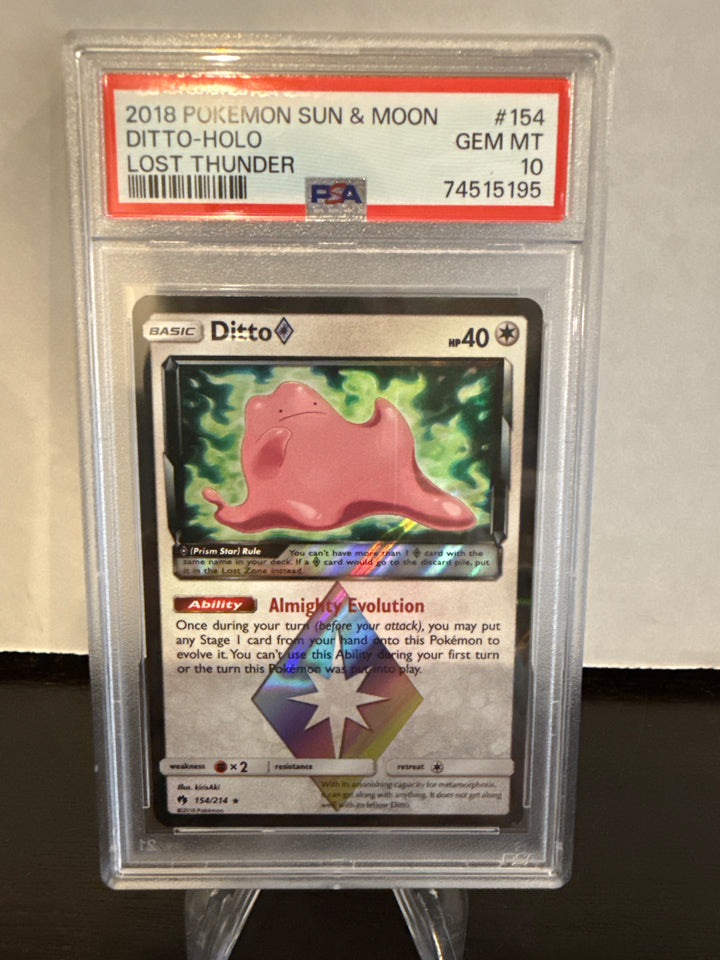 Pokemon TCG 2018 Ditto Lost Thunder Holo, 154/214, PSA 10 Gem Mint