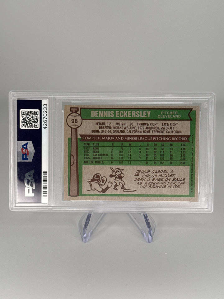Dennis Eckersley 1976 Topps Rookie, PSA 8