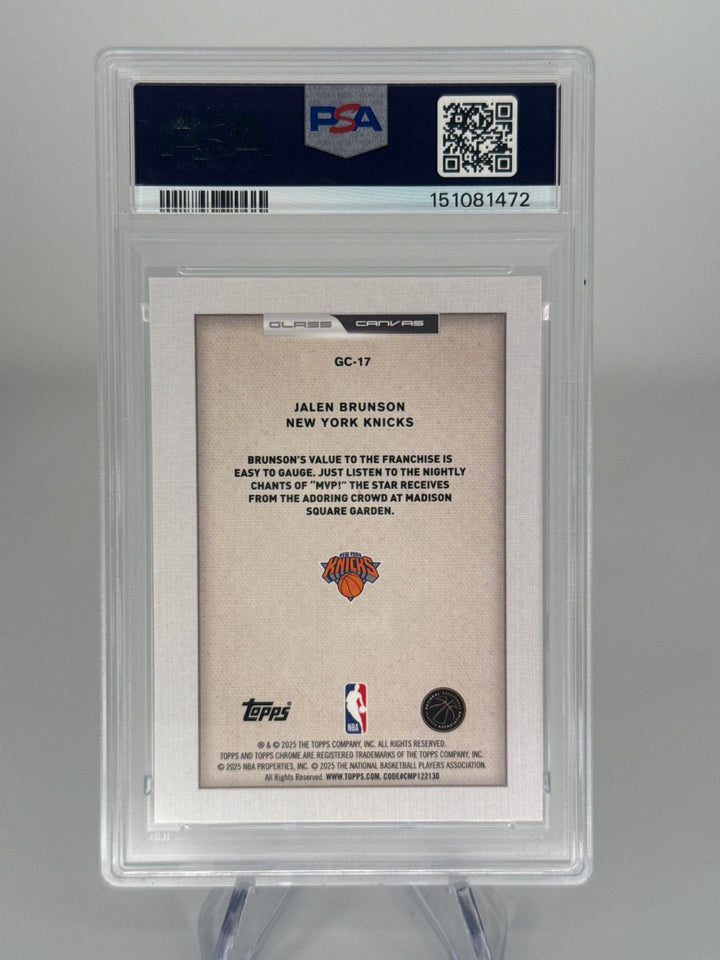 Jalen Brunson 2025 Topps Chrome Glass Canvas SSP Case Hit, PSA 10 Gem Mint