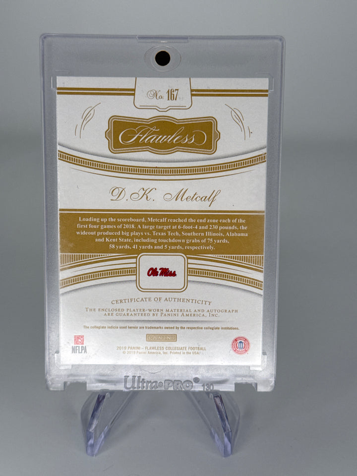DK Metcalf 2019 Panini Flawless Collegiate Rookie Patch Auto Gold, 05/10
