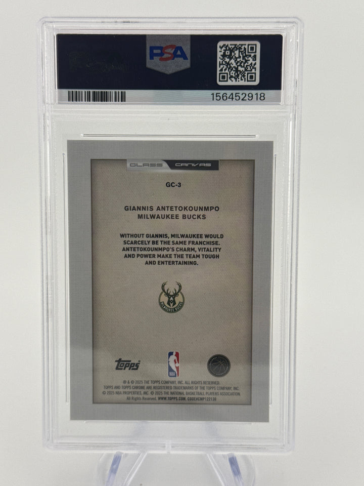 Giannis Antetokounmpo 2025 Topps Chrome Glass Canvas SSP Case Hit, PSA 10 Gem Mint